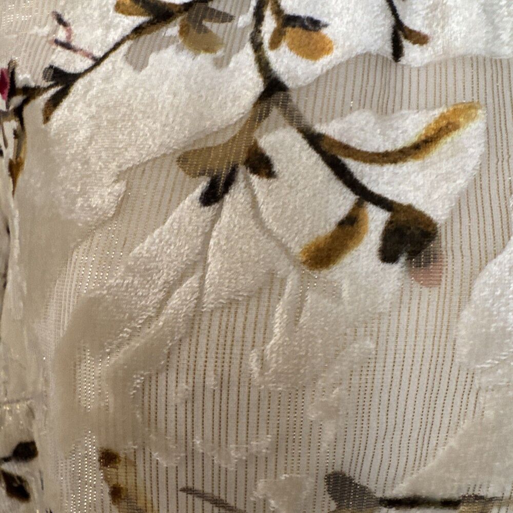Womens Floral Blouse Short Sleeve Beige Boho Casual Top Lightweight Chic M - Picture 7 of 12